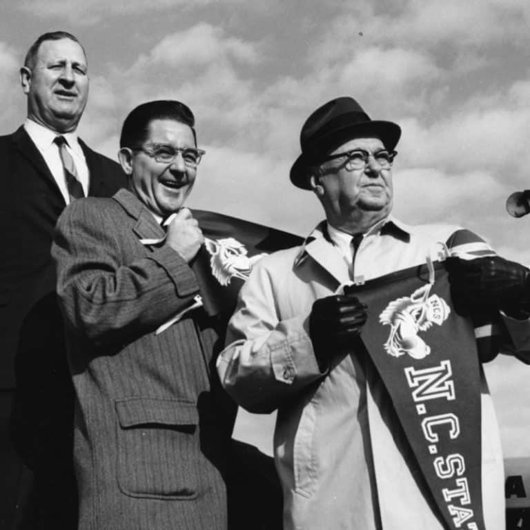 Roy Clogston, William Friday, and Walker Martin at the groundbreaking for Carter Stadium