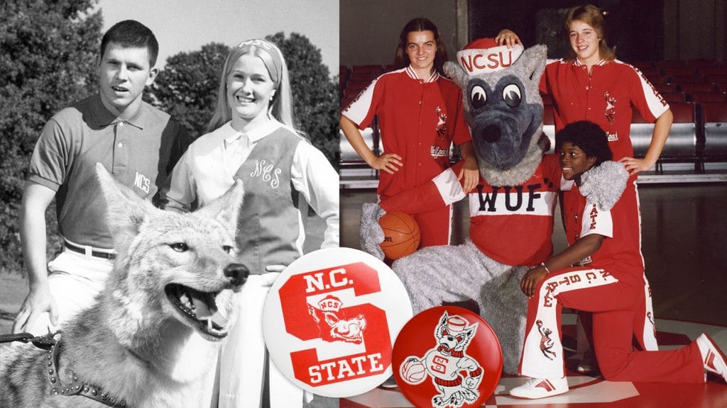 Throwback photos show student athletes wearing NC State apparel.